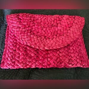 Hot Pink Woven Straw Clutch – Envelope Style